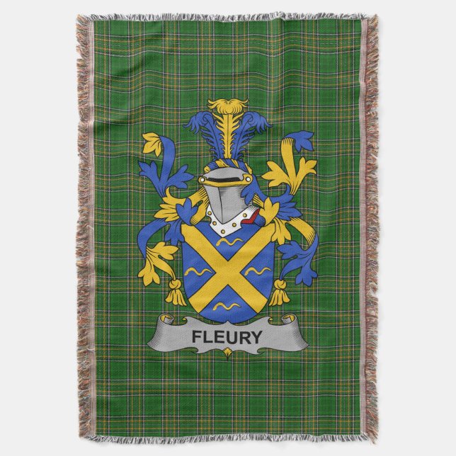 Irish Fleury Jackar om Arm Family Crest Ireland Filt (Framsidan Vertikal)