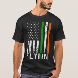 Irish FLYNN Family American Flagga Ireland Flagga T Shirt