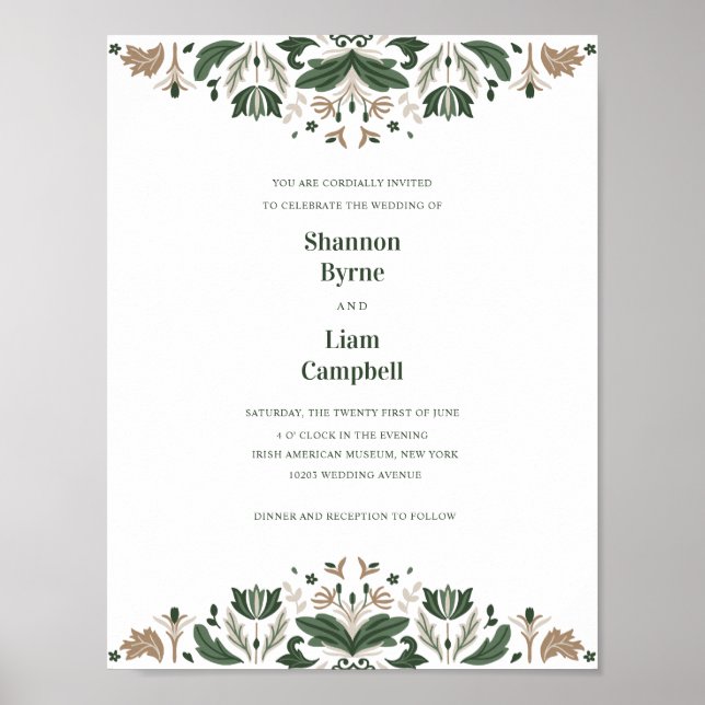 Irish FolArt Shamrock Celtic Bröllop PROVA Poster (Framsidan)