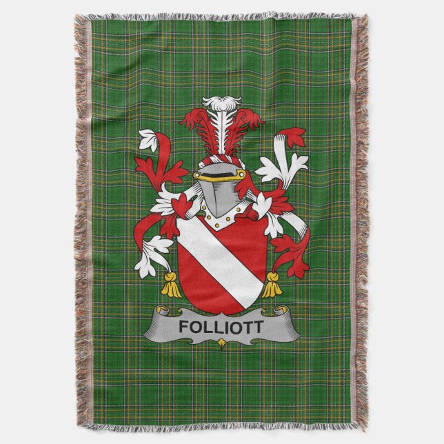 Irish Folliott Jackar om Arm Family Crest Ireland Filt (Framsidan Vertikal)