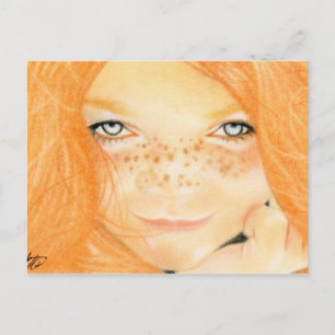 Irish Freckles Girl Postcard Vykort