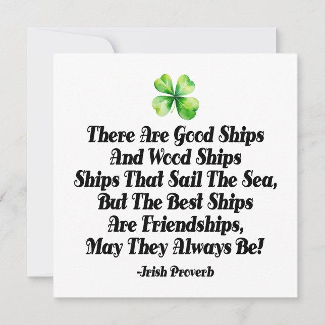 Irish Friendship Ships Proverb Four Leaf Clover  (Framsida)