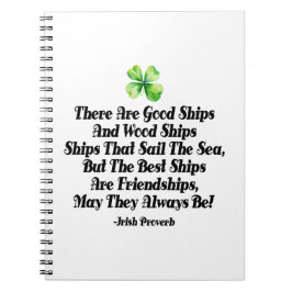 Irish Friendship Ships Proverb Four Leaf Clover Anteckningsbok
