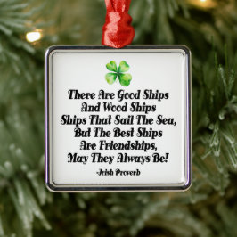Irish Friendship Ships Proverb Four Leaf Clover Julgransprydnad Metall