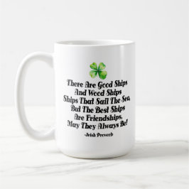 Irish Friendship Ships Proverb Four Leaf Clover Kaffemugg