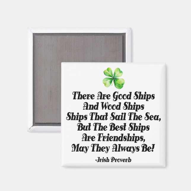 Irish Friendship Ships Proverb Four Leaf Clover  Magnet (Front/Back)