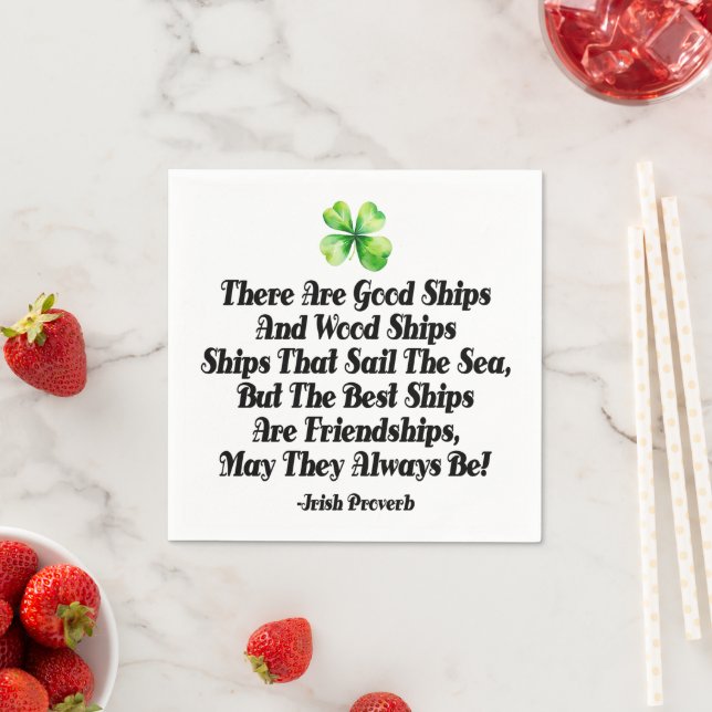 Irish Friendship Ships Proverb Four Leaf Clover  Pappersservett (Insitu)