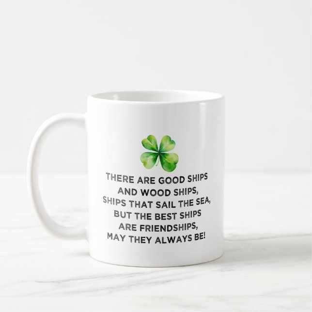 Irish Friendship Toast 4 Leaf Clover St Patricks  Kaffemugg (Vänster)