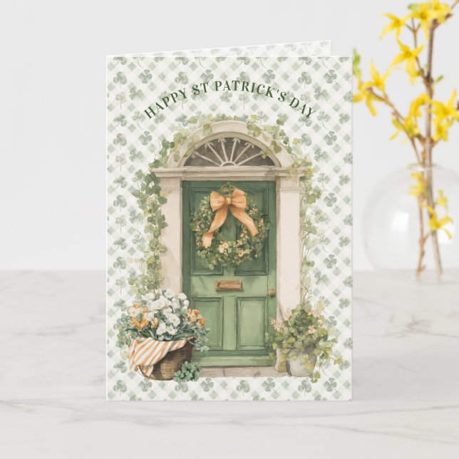 Irish Front Door | St Patrick's Day Irish Blessing Kort (Gul blomma)