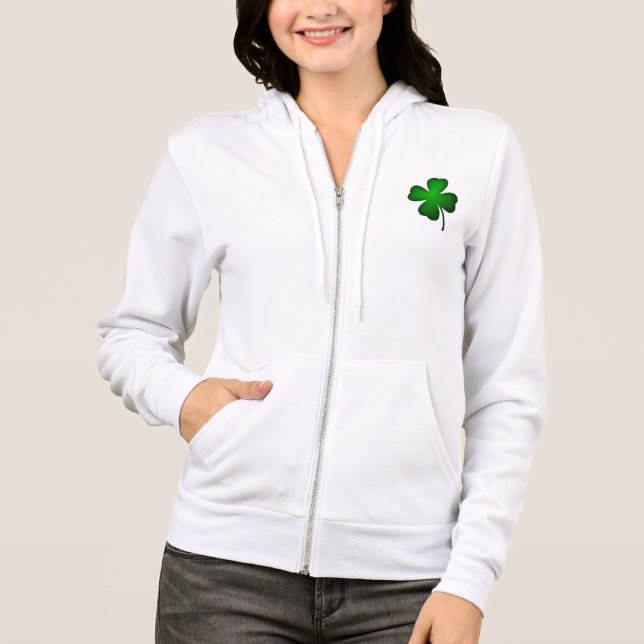 Irish Fyrklöver Zip Up Huva Sweat Tröja (Framsida)