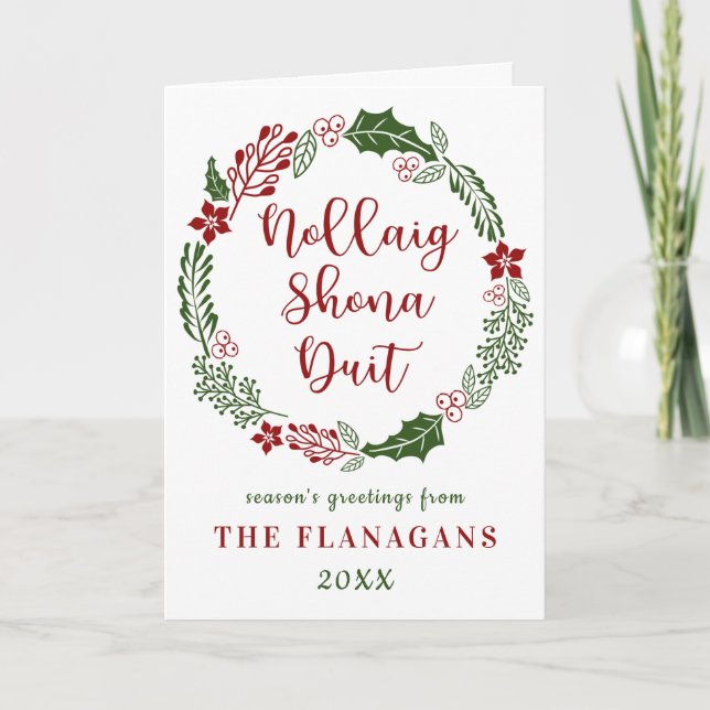 Irish Gaelic God jul, Anpassningsbar Helgkort (Framsida)