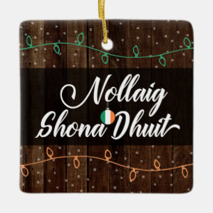 Irish Gaelic God jul Nollaig Shona Dhuit Julgransprydnad Keramik