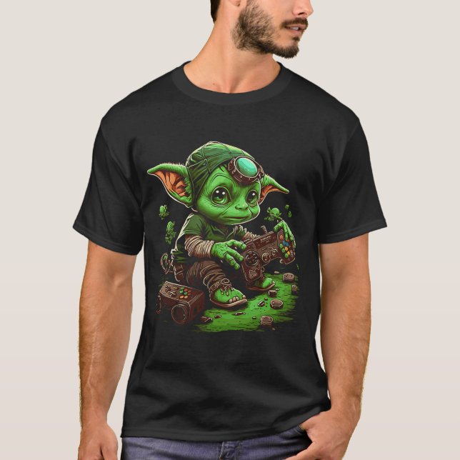 Irish Gamer St. Patrick's Day Gaming Goblin Leprec T Shirt (Framsida)