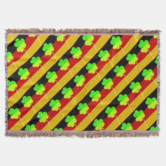 Irish German Flagga Shamrock Klöver St. Patrick Ro Filt (Framsidan)