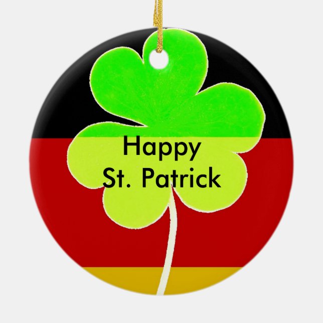 Irish German Flagga Shamrock Klöver St. Patrick Ro Julgransprydnad Keramik (Baksidan)