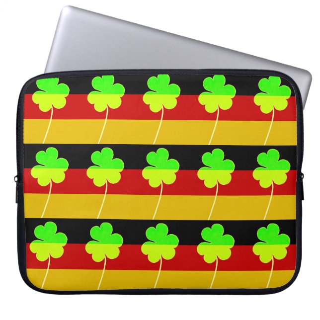 Irish German Flagga Shamrock Klöver St. Patrick Ro Laptop Sleeve (Framsidan)