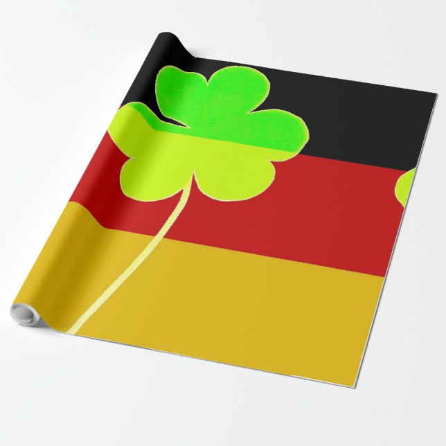 Irish German Flagga Shamrock Klöver St. Patrick Ro Presentpapper (Utrullad)