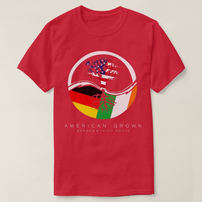 Irish German Roots American Grown with Flagga T Shirt (Design framsida)
