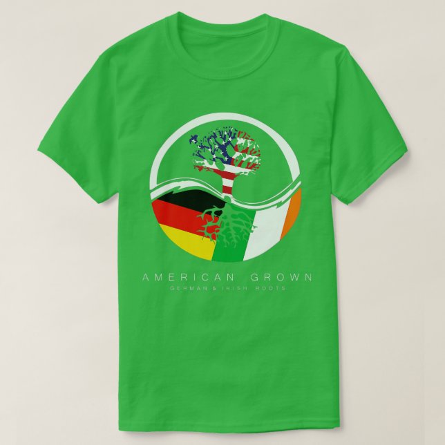 Irish German Roots American Grown with Flagga T Shirt (Design framsida)