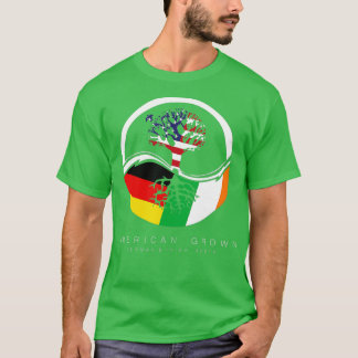 Irish German Roots American Grown with Flagga T Shirt