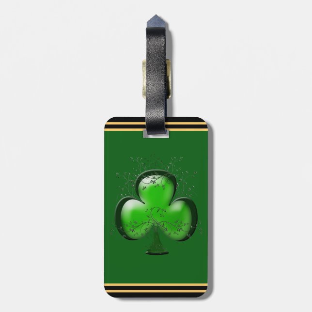 Irish Gift Shamrock Grönt Anpassningsbar Personlig Bagagebricka (Baksidan Lodrät)