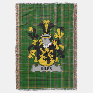 Irish Giles eller Gyles Jackar av Arm Family Crest Filt