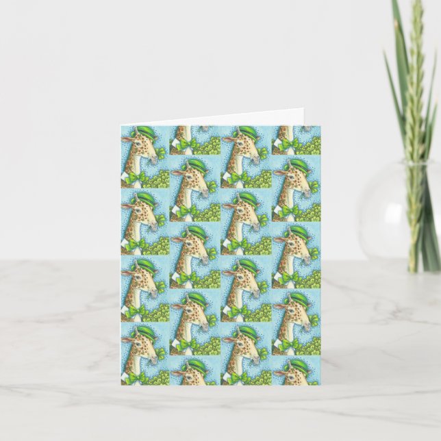 IRISH GIRAFFE ST. PATRICKS DAY GREETING CARD Blank Kort (Framsida)