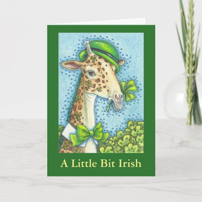 IRISH GIRAFFE ST. PATRICK'S DAY GREETING CARD KORT (Framsida)