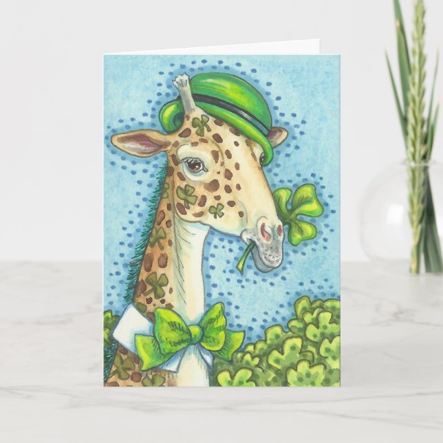 IRISH GIRAFFE ST. PATRICK'S DAY GREETING CARD KORT (Framsida)