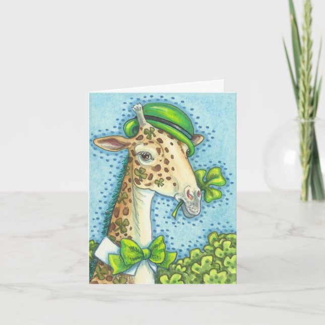 IRISH GIRAFFE ST. PATRICK'S DAY NOTE CARD Verse Kort (Framsida)