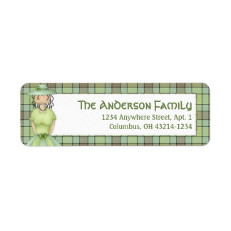 Irish Girl Doll St. Patrick's Address Label 1 Returadress Etikett