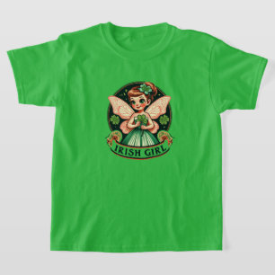 Irish Girl Fairy Grönt Shamrocks St. Patrick's Day T Shirt