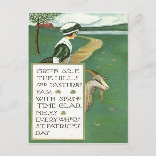 Irish Girl Goat Pasture Vykort (Framsida)