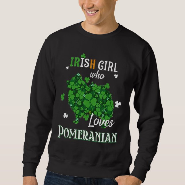 Irish Girl Kärlek Pommern Shiwawa Bulldog Pu Lång Ärmad Tröja (Framsida)