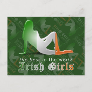 Irish Girl Silhouette Flagga Vykort