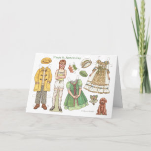 Irish Girl St. Patrick's Day Papper Doll Card Kort