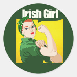 Irish Girl Vintage Rosie Riveter Runt Klistermärke