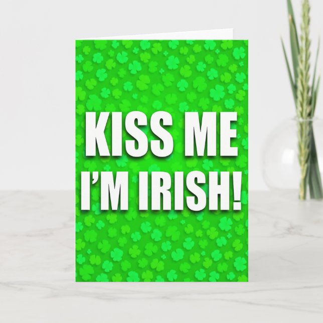 Irish Glitter Texture Kiss Me Card Kort (Framsida)
