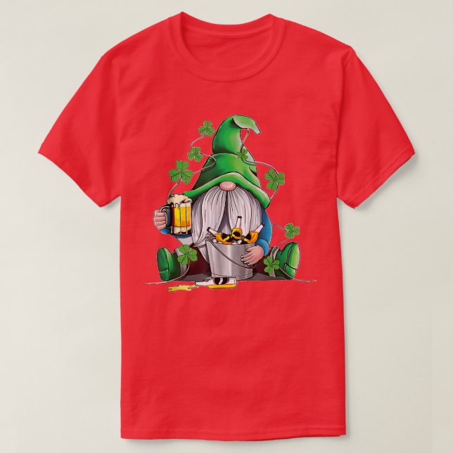 Irish Gnome Drink Beer Lucky Shamrock Gnome St Pat T Shirt (Design framsida)