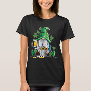 Irish Gnome Drink Beer Lucky Shamrock Gnome St Pat T Shirt