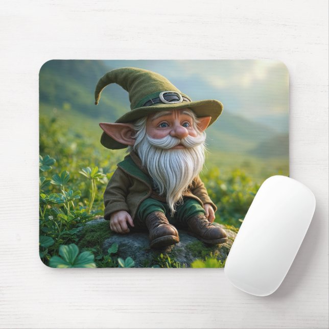 Irish Gnome in a Klöver Fält Musmatta (Med mus)