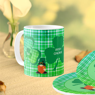 Irish Gnome Monogram Shamrock St Patricks Kaffemugg