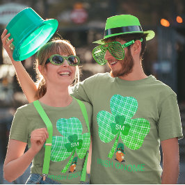 Irish Gnome Monogram Shamrock St Patricks Unisex T Shirt