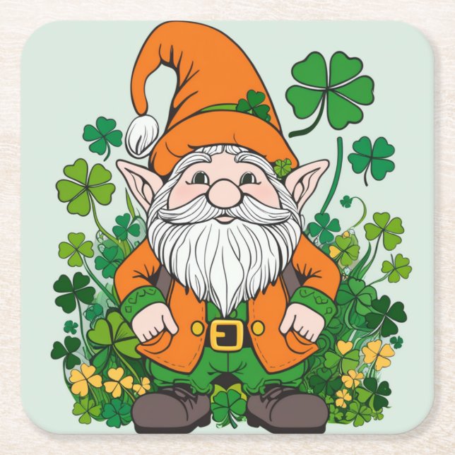 Irish Gnome Underlägg Papper Kvadrat (Framsidan)