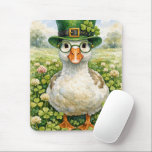 Irish Goose in Shamrock Field Musmatta<br><div class="desc">A goose stands charmingly amidst a field of clover,  wearing a vibrant green hat adorned with shamrocks. Its round glasses add a whimsical touch</div>