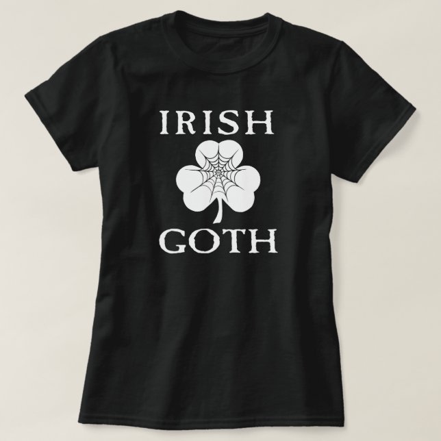 Irish Goth Shamrock Spindelnät T-shirt (Design framsida)