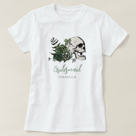 Irish Gothic Grönt Skull & Ro Bridesmaid Gift T Shirt