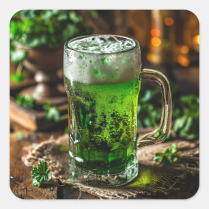 Irish Grönt Beer Fyrkantigt Klistermärke