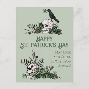 Irish Grönt Blommigt Döskallars Lycklig St. Patric Vykort