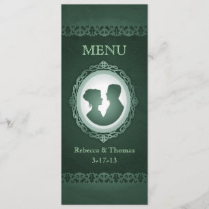 Irish Grönt Cameo Bröllop Menu-kort Meny